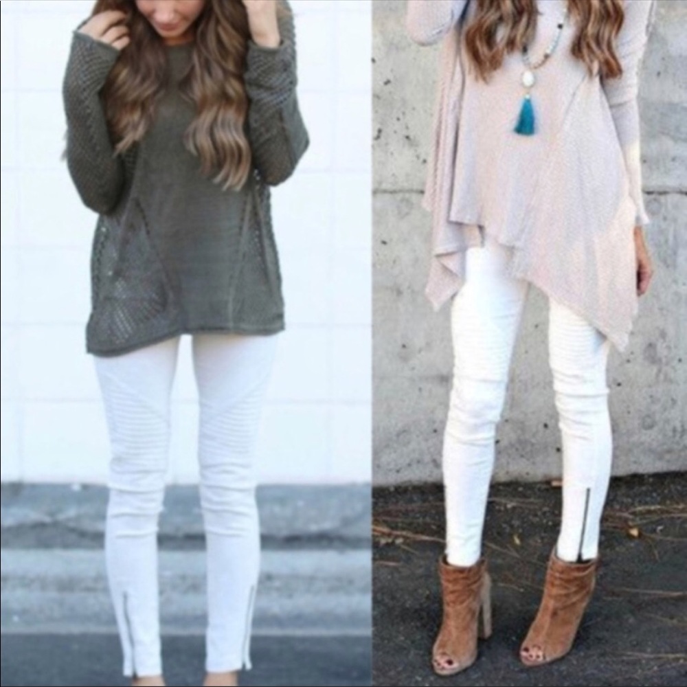 Moto Biker Jeggings with Gold Ankle Zipper